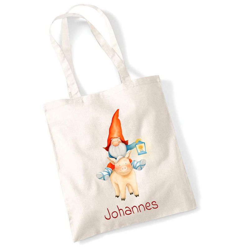 Totebag Nisse sittende på grisen