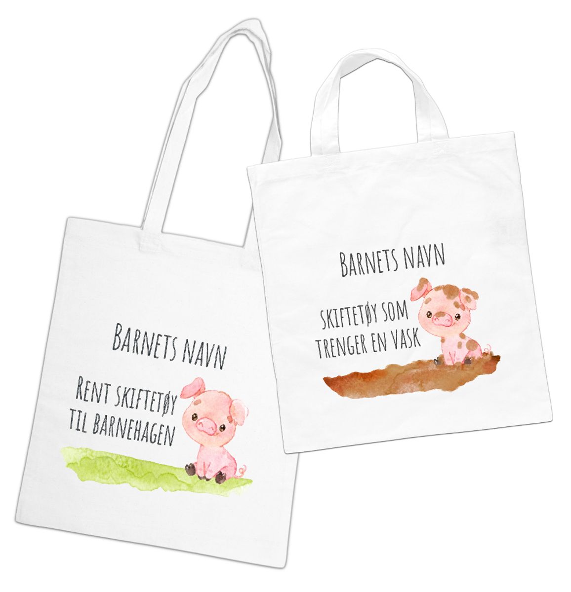 Nett til skiftetøy, sett à 2 - Barnehagegris - NY TYPE